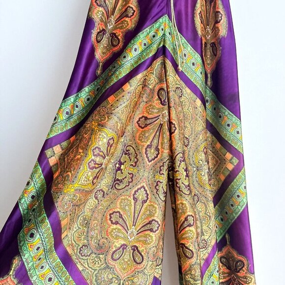 Vintage Algo 70s Wild Paisley Print Wide Leg Jumpsuit S - Picture 5 of 9